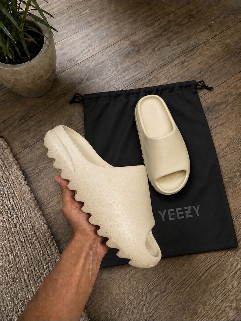 Yeezy Men's Slide — Pale Cream Open-Toe Platform Sandal